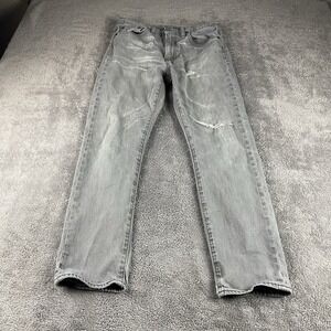 Levis 522‎ Jeans Tapered Leg Jeans Mens 30x27 Gray Mid Rise Distressed